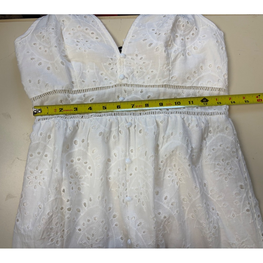 NWT White Eyelet Lace Maxi Dress V-Neck Large Boho Summer Bridal Cottagecore - Picture 8 of 11